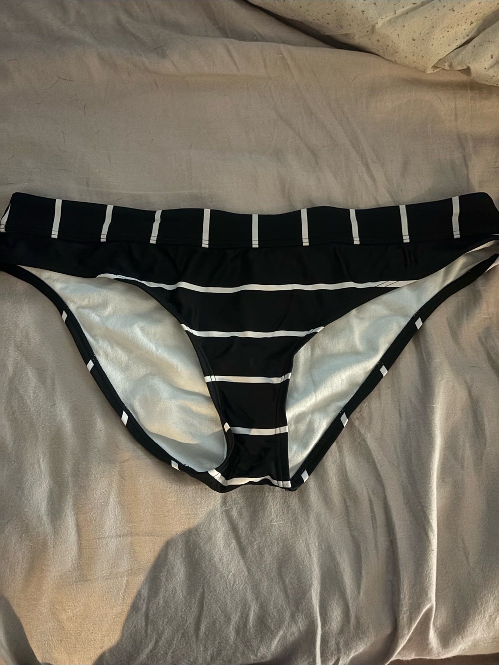 Kona Sol Black and White Striped Bikini Bottom